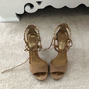 Nude suede heel sandals
